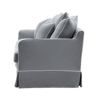 Noosa Hamptons 2.5 Seat Sofa Bed Grey W/White Piping