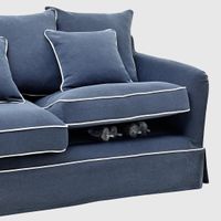 Noosa Hamptons 2 Seat Sofa Bed Noosa Navy W/White Piping