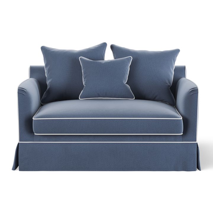 Noosa Hamptons 1.5 Seat Sofa Bed Navy W/White Pipping