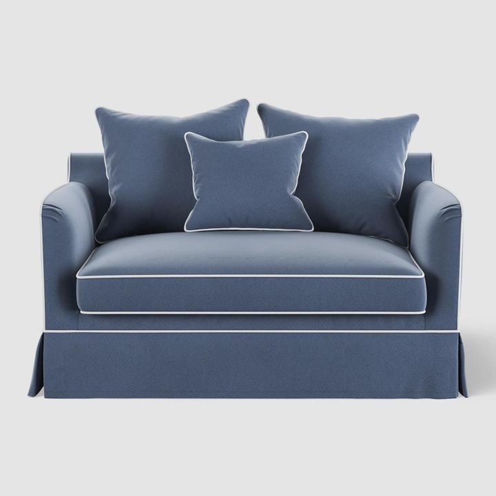 Noosa Hamptons 1.5 Seat Sofa Bed Navy W/White Pipping