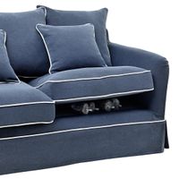 Noosa Hamptons 2.5 Seat Sofa Bed Navy W/White Piping