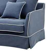 Noosa Hamptons 2.5 Seat Sofa Bed Navy W/White Piping