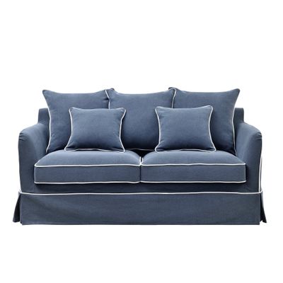 Noosa Hamptons 2.5 Seat Sofa Bed Navy W/White Piping