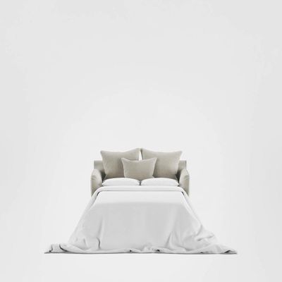 Noosa Hamptons 1.5 Seat Sofa Bed Natural W/White Piping