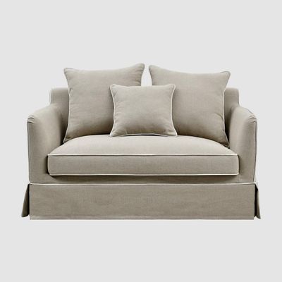 Noosa Hamptons 1.5 Seat Sofa Bed Natural W/White Piping
