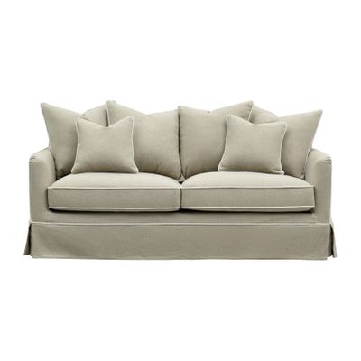 Noosa Hamptons 2.5 Seat Sofa Bed Natural W/White Piping