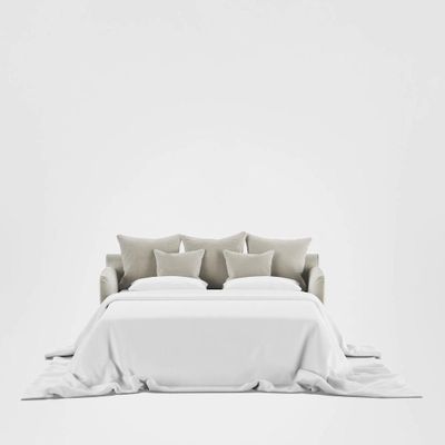 Noosa Hamptons 2.5 Seat Sofa Bed Natural W/White Piping