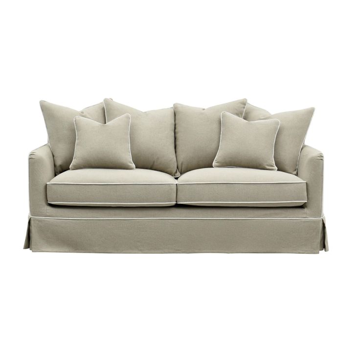 Noosa Hamptons 2.5 Seat Sofa Bed Natural W/White Piping