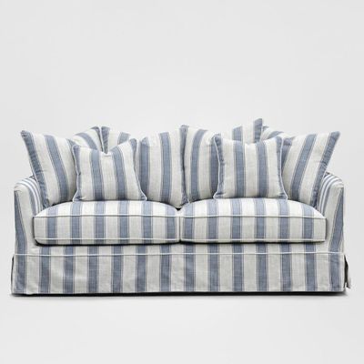 Noosa Hamptons 3 Seat Sofa Blue Sky Stripe