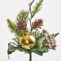 Gold Bauble with Pine & Berry 23CM