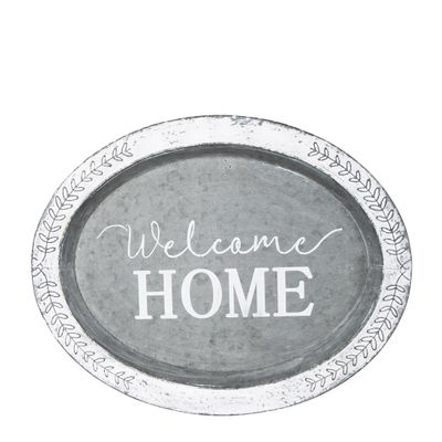 Country Zinc Welcome Home Oval Tray
