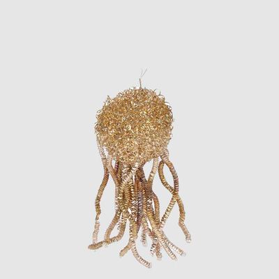 Fuzzy Tassel Hanging Tree Decoration Gold