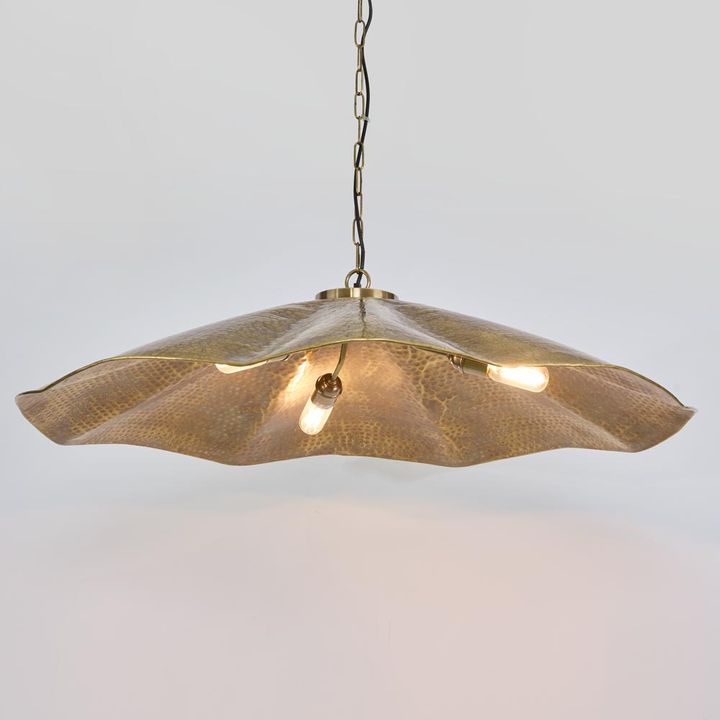 Melville Ceiling Pendant Hammered Large Antique Brass