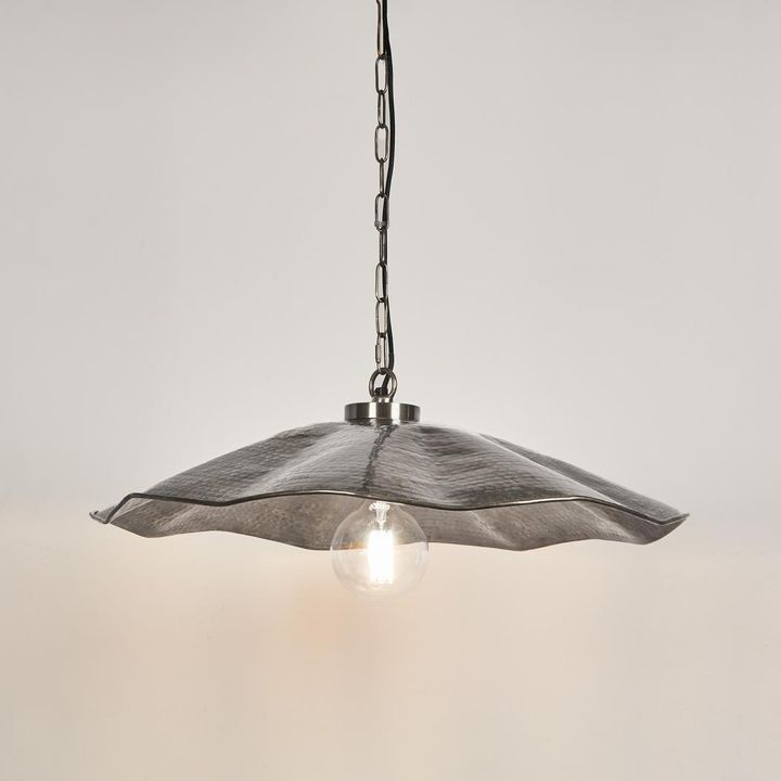 Melville Ceiling Pendant Hammered Large Antique Silver