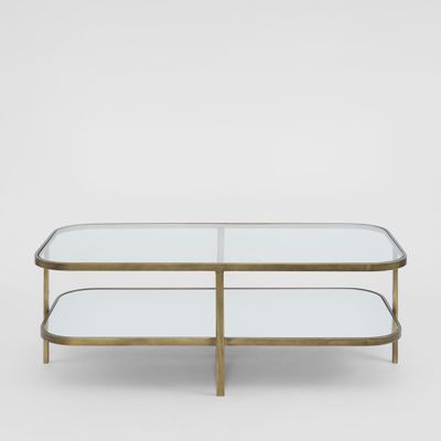 Lewis Brass Iron Glass & Mirror Coffee Table
