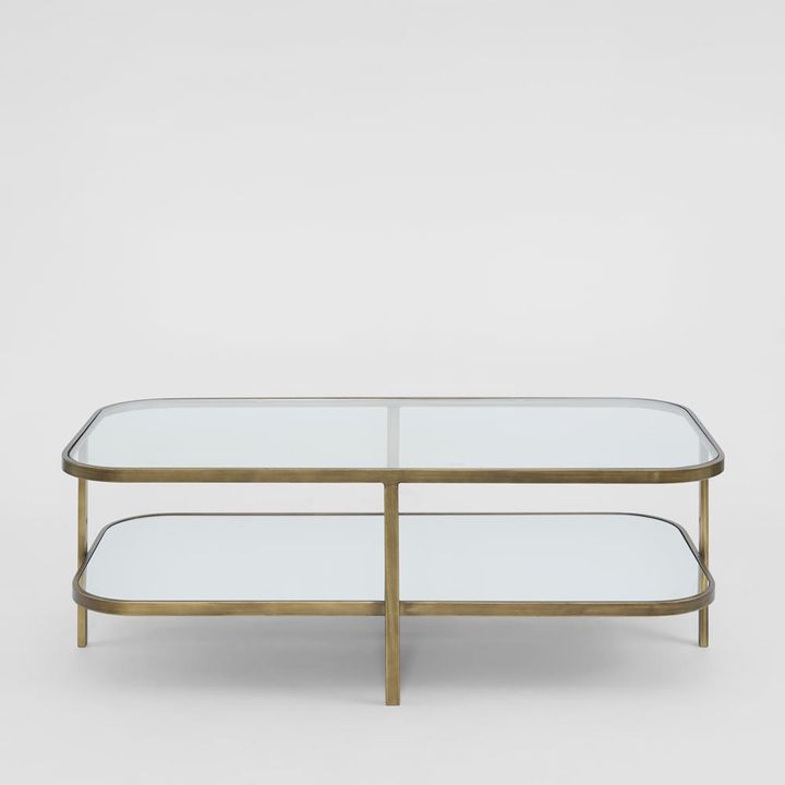 Lewis Brass Iron Glass & Mirror Coffee Table