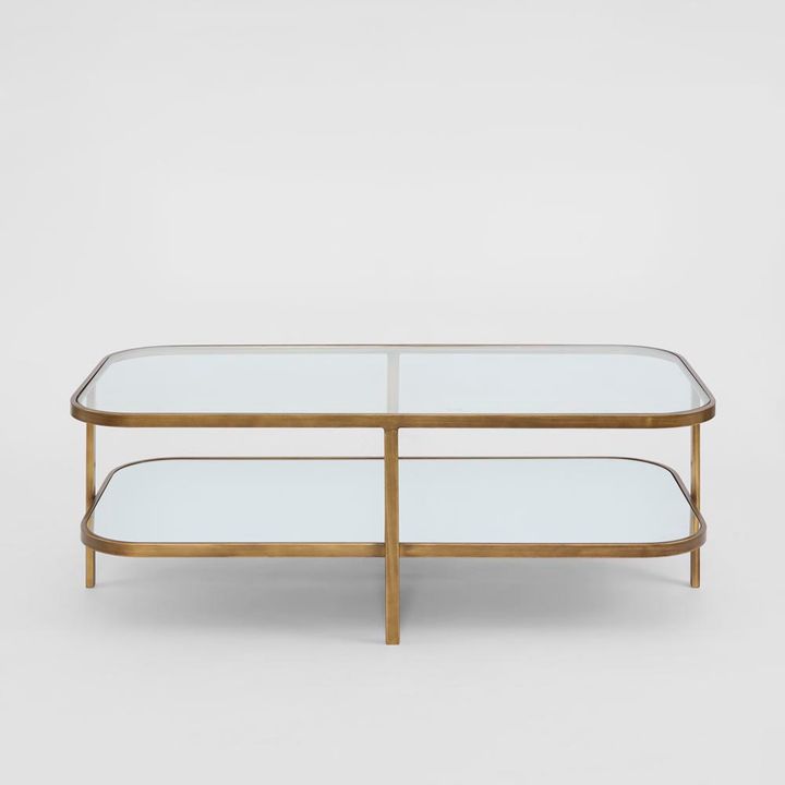 Lewis Brass Iron Glass & Mirror Coffee Table