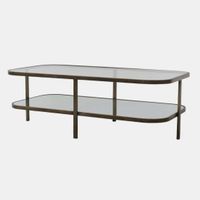 Lewis Brass Iron Glass & Mirror Coffee Table