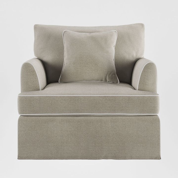 Byron Hamptons Armchair Natural W/White Piping