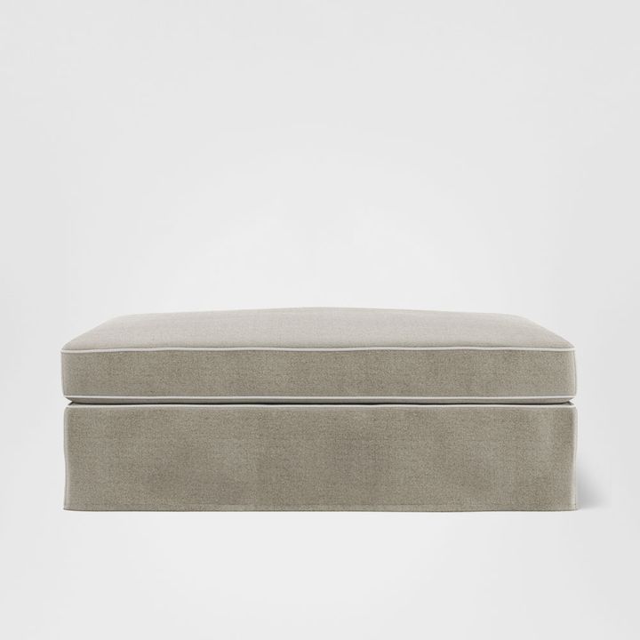 Marbella Ottoman Natural with White Piping