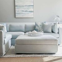 Marbella Ottoman Beach W/White Piping
