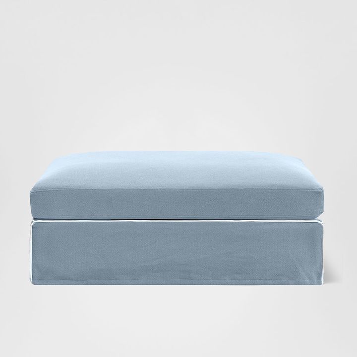 Marbella Ottoman Beach W/White Piping