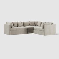 Marbella Modular Sofa Natural with White Piping - Right Facing