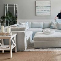 Marbella Modular Sofa Beach W/White Piping - Left Facing