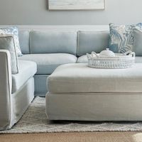 Marbella Modular Sofa Beach W/White Piping - Left Facing