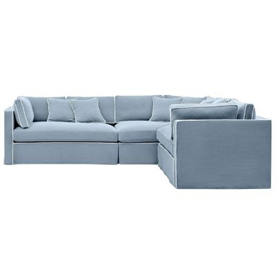 Marbella Modular Sofa Beach W/White Piping - Right Facing