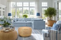 Marbella Modular Sofa Beach W/White Piping - Right Facing