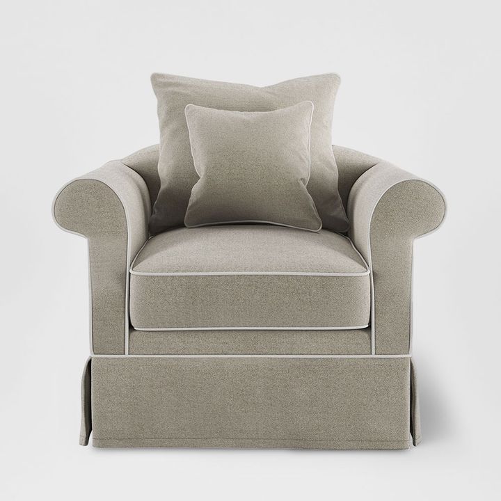 Avalon Hamptons Armchair Natural W/White Piping