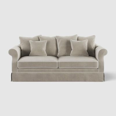 Avalon Hamptons 3 Seat Sofa Natural W/White Piping