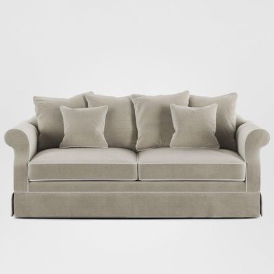 Avalon Hamptons 3 Seat Sofa Natural W/White Piping