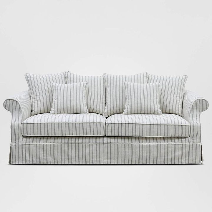 Avalon Hamptons 3 Seat Sofa Stone Stripe