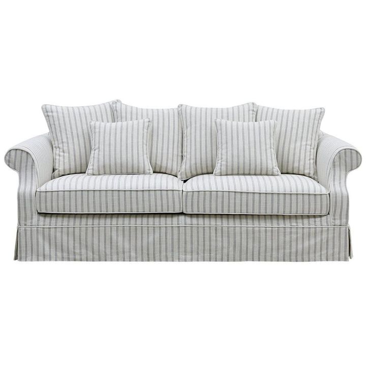 Avalon Hamptons 3 Seat Sofa Stone Stripe