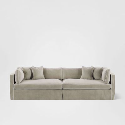 Marbella 4 Seat Sofa Natural with White Piping