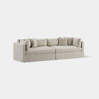 Marbella 4 Seat Sofa Natural with White Piping