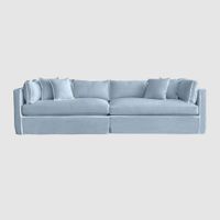 Marbella Modular 4 Seater Sofa Reversible Ottoman Chaisea Beach W/White Piping