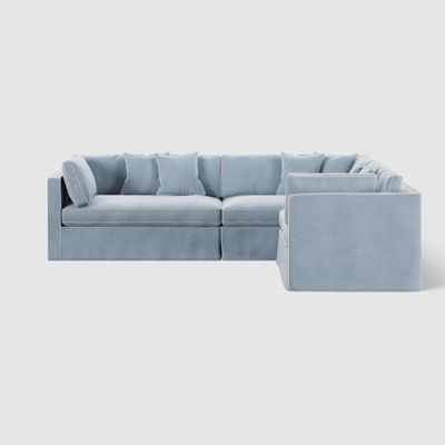 Marbella Reversible Chaise Sofa Beach W/White Piping