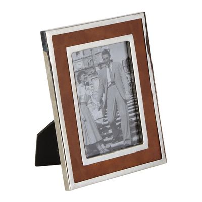 Verona Photoframe Medium Tan & Shiny Nickel