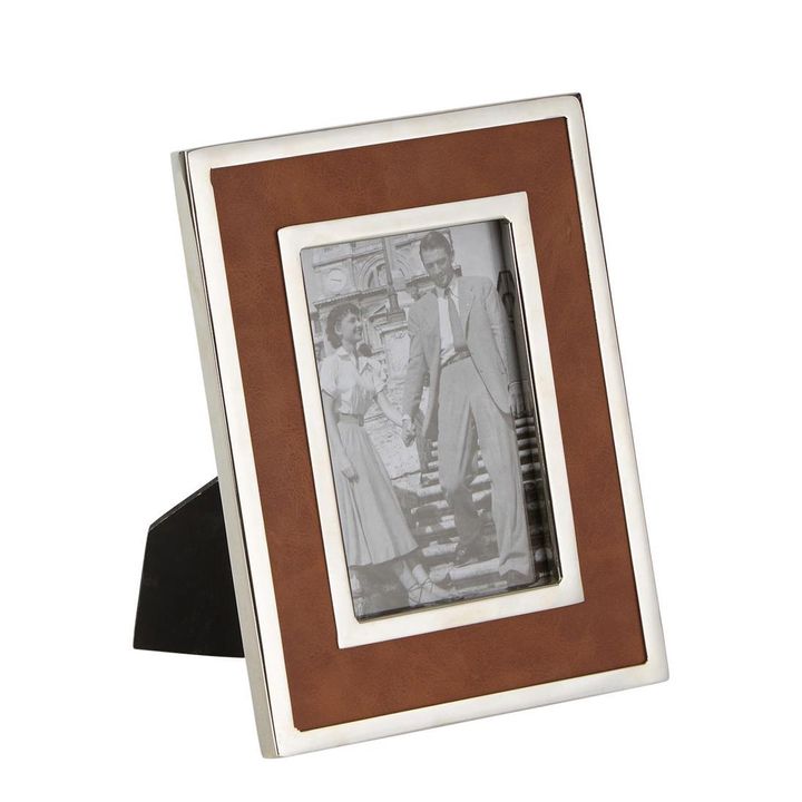 Verona Photoframe Small Tan & Shiny Nickel