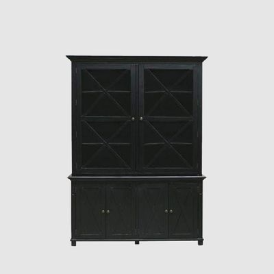 Sorrento Large Glass Door Hamptons Cabinet Black