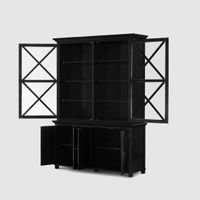 Sorrento Large Glass Door Hamptons Cabinet Black