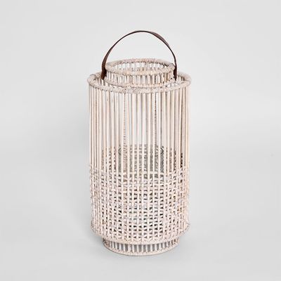 Kyra Rattan Lantern Large White Wash