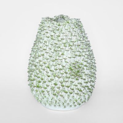 Ceramic Vase with Green Mushroom