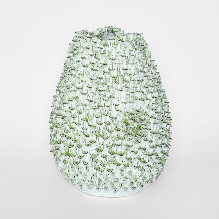 Ceramic Vase with Green Mushroom
