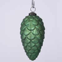 Antiqued Glass Pinecone Decoration Green Large