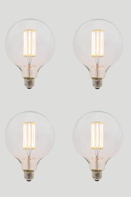 Set of 4 G125 Long LED Filament - Clear Glass - 8W E27 2200k