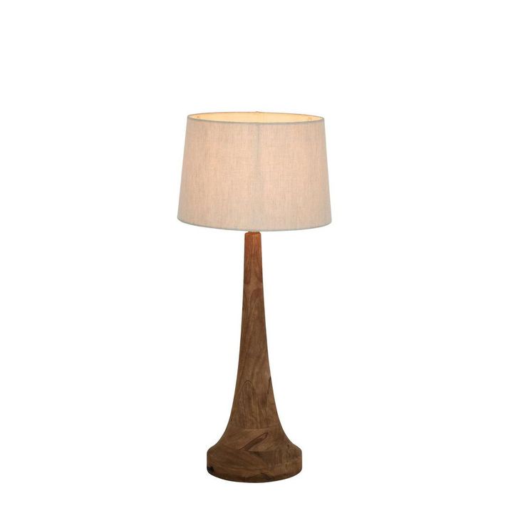 Lancia Small - Dark Natural - Turned Wood Slender Table Lamp